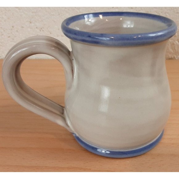 Deneen Pottery Mug Broken Egg Cafe Siesta Key Florida Blue Hand Thrown 2017 USA - Picture 3 of 7